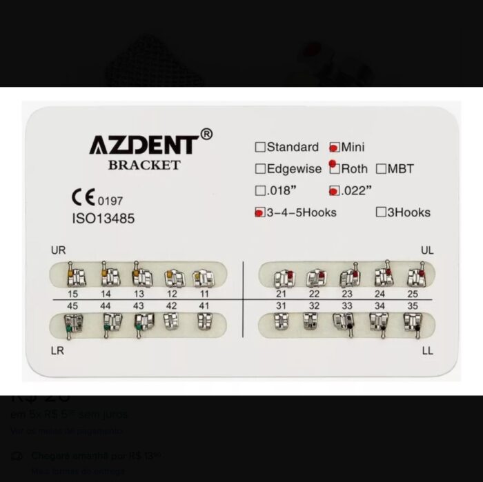 5 x Bocas de Braquetes Azdent Roth 22